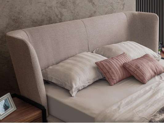 Set da camera da letto moderno beige con letto matrimoniale doppio, 2 comodini di lusso nuovi.