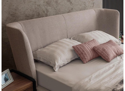 Set da camera da letto moderno beige con letto matrimoniale doppio, 2 comodini di lusso nuovi.