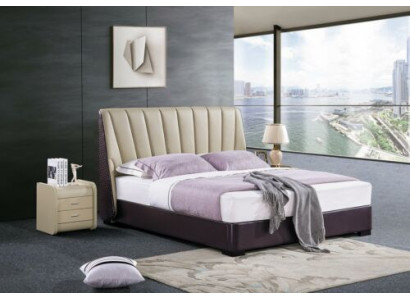 Camera da letto Letto in pelle Set completo 3 pezzi Set da hotel Comodini.