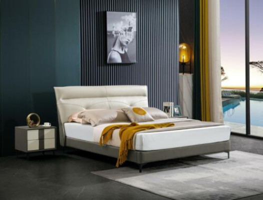 Camera da letto Letto matrimoniale in pelle Completo con comodini Set da 3 pezzi da hotel