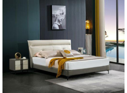 Camera da letto Letto matrimoniale in pelle Completo con comodini Set da 3 pezzi da hotel