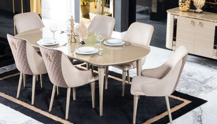 Mobili da sala da pranzo Tavoli Arredamento Tavolo da pranzo di lusso Tavolo in legno massiccio Tavoli da pranzo