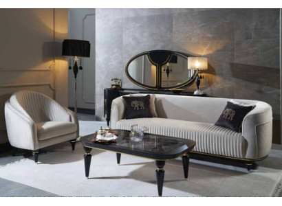 Sofà 3+1 posti in tessuto, divano nero-grigio, set di mobili da soggiorno 2 pezzi