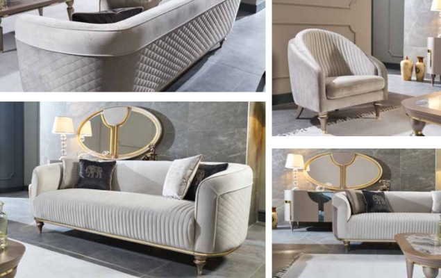 Divano 3+1 posti in stile italiano, divani imbottiti di design nuovi.