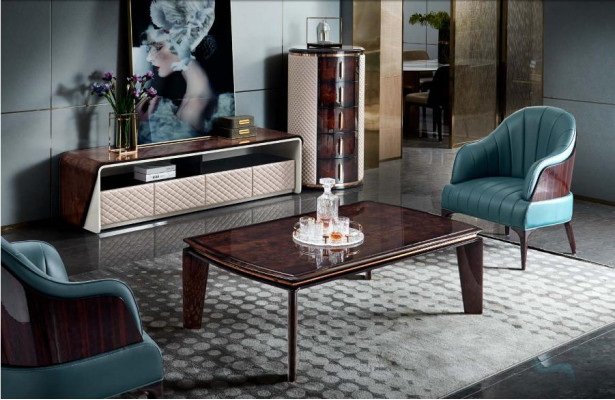 Tavolino da salotto in legno marrone scuro di lusso per soggiorno moderno nuovo design.