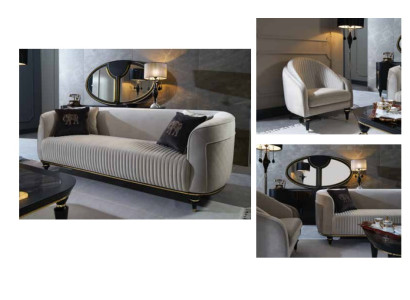 Sofà 3 posti + 1 tavolino in tessuto design moderno set di mobili 3 pezzi nuovo
