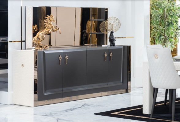 Set da pranzo tavolo 6 sedie comò specchio stile italiano gruppo nuovo