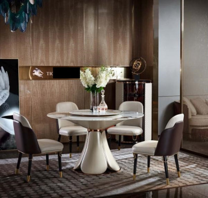 Tavolo da pranzo in pelle Pietra Tavoli in legno di lusso Design moderno Mobili da tavolo