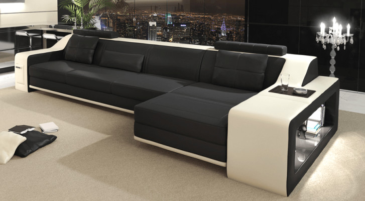 Divano design angolare con pouf salotto componibile divano imbottito.