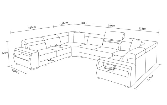 Divano ad angolo in pelle divano divano imbottito Eck Sitz salotto composizione in U-U-Forma