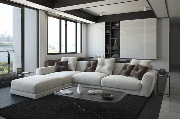 Design divano angolare a L Imbottito in tessuto Divani di lusso per il soggiorno