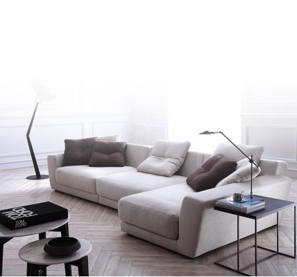 Design divano angolare a L Imbottito in tessuto Divani di lusso per il soggiorno