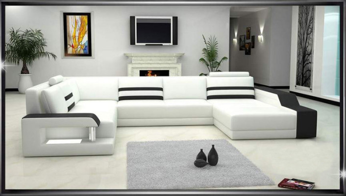 Divano ad angolo Divano Divano Imbottito Salotto Divano ad angolo in pelle Design a forma di U