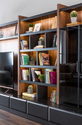 Wohnwand mobili per TV Pareti attrezzate Sala da pranzo Vetrina Moderno Legno Marrone