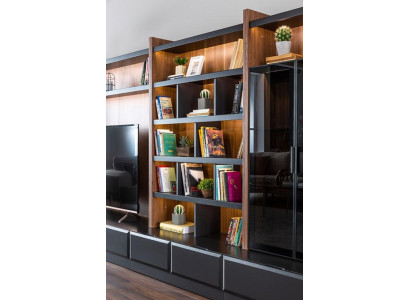 Wohnwand mobili per TV Pareti attrezzate Sala da pranzo Vetrina Moderno Legno Marrone