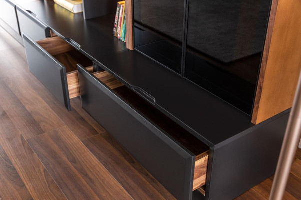 Wohnwand mobili per TV Pareti attrezzate Sala da pranzo Vetrina Moderno Legno Marrone