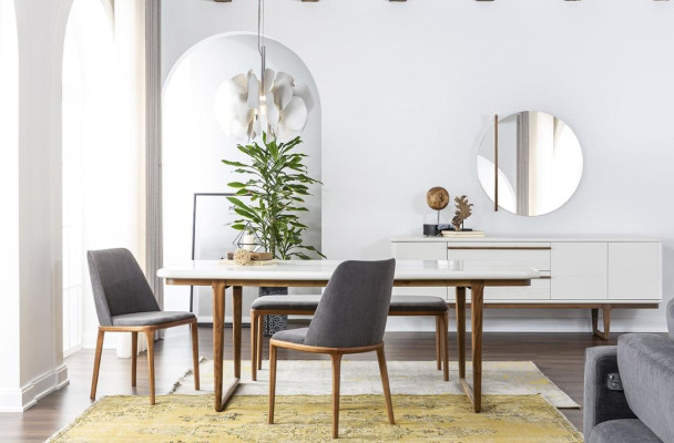 Gruppo di pranzo angolo pranzo sala da pranzo tavolo sedie set 8 pezzi legno bianco