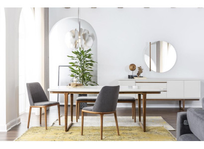 Gruppo di pranzo angolo pranzo sala da pranzo tavolo sedie set 8 pezzi legno bianco