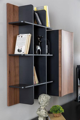 Mobile porta TV rtv con ripiani, credenza in legno moderna marrone per soggiorno.