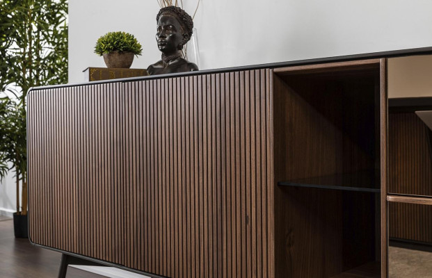 Mobile bar credenza credenza specchio legno moderno marrone set assortito
