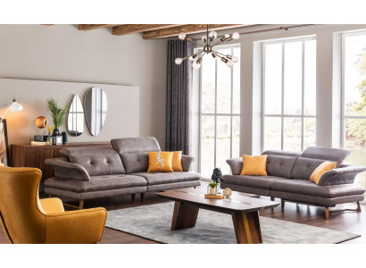 Set di divani 3 posti, divano, divani, composizioni, moderno, grigio, poltrona.