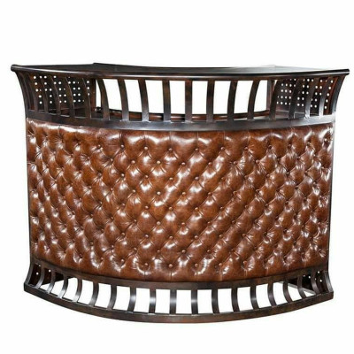 Chesterfield Bar Tische Stehtisch Lounge Club Luxus Tisch Vintage Tresen Leder translated to Italian is: Tavoli da bar Chesterfield, bancone da bar vintage in pelle da lounge club di lusso.