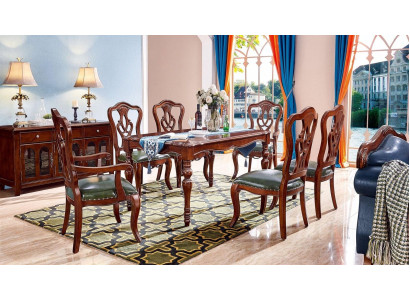 Set completo tavolo da pranzo + 6 sedie Set da pranzo Gruppo da pranzo Tavolo in legno Tavoli da tavola 7 pezzi