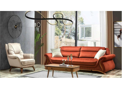 Divano Divano Imbottito 3+1 Posti in Ecopelle Divani Poltrone Set Sedile Design