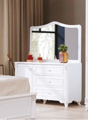 Console tavolo comò con specchio Stile mobili di lusso Moderno in legno massiccio Nuovo