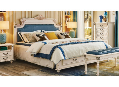 Letto imbottito Design lusso Letti matrimoniali di hotel Camera da letto Mobili in legno stile barocco Nuovo