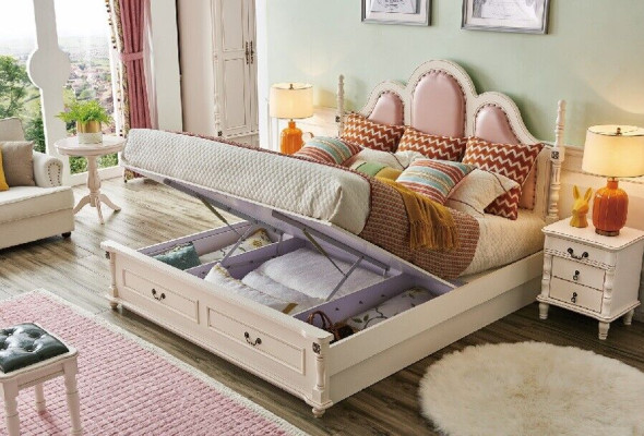 Letto Imbottito Design Lusso Matrimoniale Letti da Hotel Camera da Letto 180x200 cm Legno Nuovo