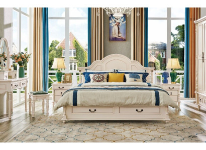 Doppio letto matrimoniale in legno da 180x200 cm con design di lusso e imbottitura per la camera da letto dell'hotel. Nuovo.