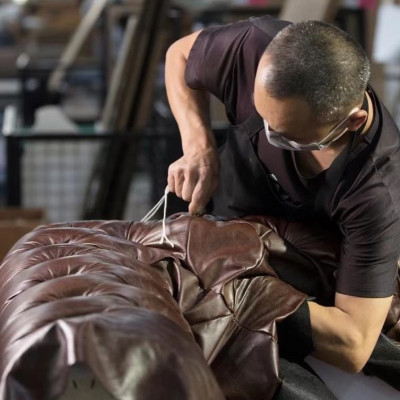 Vintage Chesterfield set di divani imbottiti in pelle divano 3 + 1 posti set 2 pezzi.