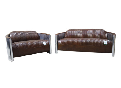 Divano 3 posti + 2 posti, divano in pelle vintage retrò nuovo