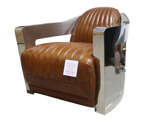 Poltrona in vero cuoio design vintage Poltrona con design aviatore in pelle di mobili
