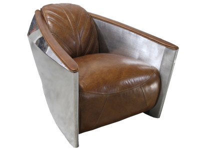 Poltrona in pelle stile aviatore da aereo, poltrona lounge vintage