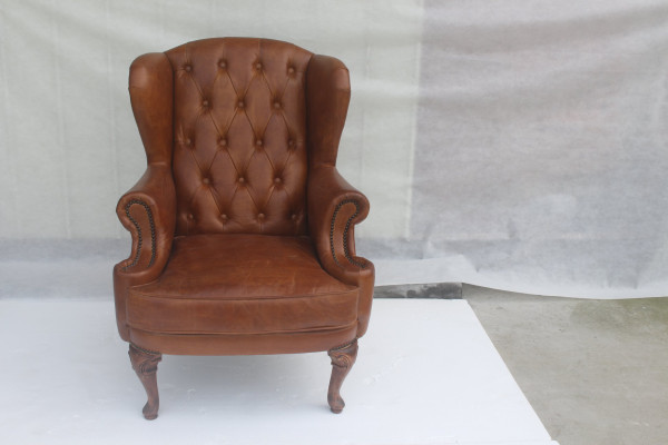 Chesterfield poltrona in pelle Sedia vintage Poltrona da club Sedia da ufficio Poltrona con padiglione.