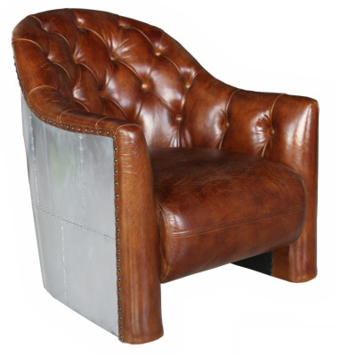 Aviatore Chesterfield Sedia Vintage in Pelle Poltrona Lounge Vintage Cocktail.