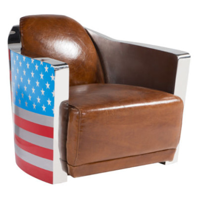 Pelle vera Poltrona in pelle vintage Design Rocket Union Jack Vintage