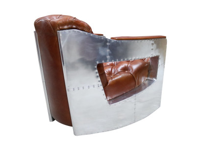 Chesterfield poltrona Bottone Chiuso Sedersi Shabby Vintage Tan Pelle Vera