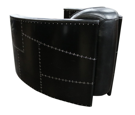 Divano poltrona club Lounge vintage in alluminio aeronautico retrò in vera pelle.