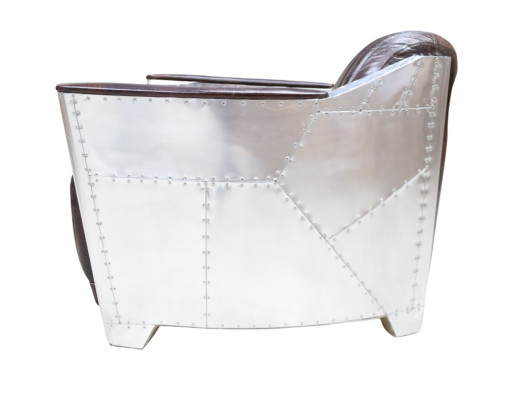 Pelle autentica design vintage poltrona in cromo, poltrona da design, poltrona aereo aviatore in pelle