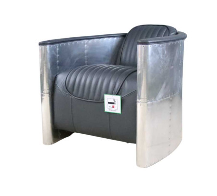 Pelle vera Sedia in alluminio Cognac Sedia a braccioli Aviator decorativa Nuova