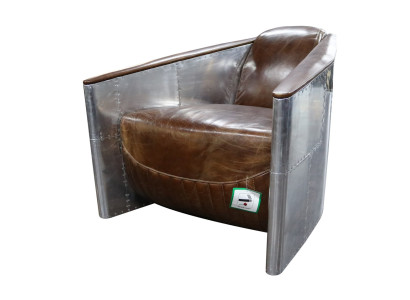 Divano aviatore poltrona in vera pelle divano club lounge vintage in alluminio aereo retrò