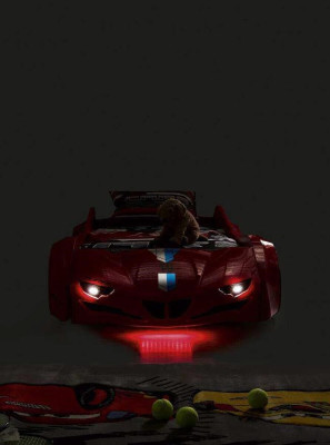 Camera da letto per bambini Set auto Letto Armadio Cassettiera Scrivania Mobili da ragazzi 4 pezzi