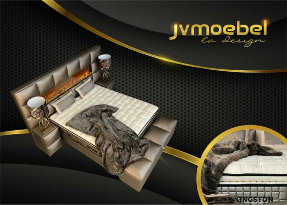 Letto 2x Comodino 3 pezzi. Set da camera da letto Design Moderno di Lusso Struttura del letto