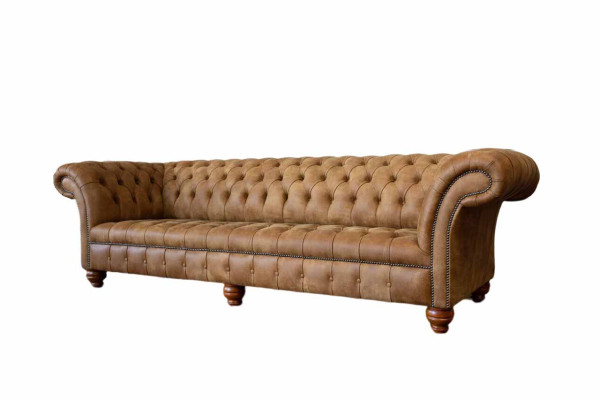 Divano 4 posti Chesterfield imbottito Design lussuoso in legno nuovo