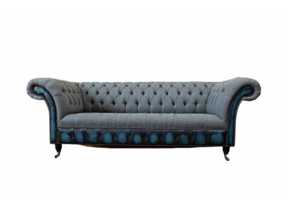 Chesterfield divano imbottito divani sofà set tre posti grigio