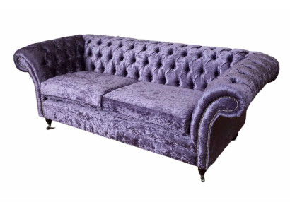 Chesterfield divano a tre posti 3 posti letto in stile soggiorno viola in tessuto.