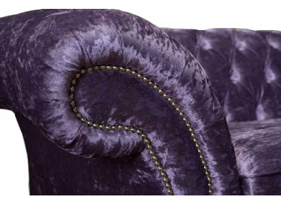 Chesterfield divano a tre posti 3 posti letto in stile soggiorno viola in tessuto.